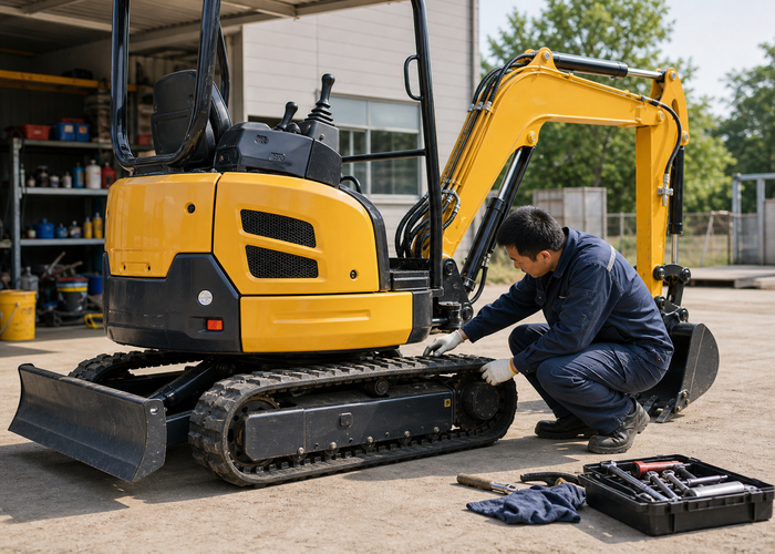 Mini excavator daily maintenance inspection